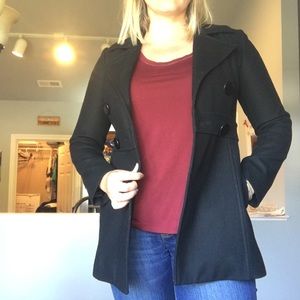 Black Wool Peacoat